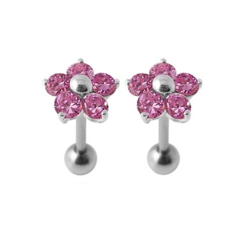 925 Sterling Silver Jewelled Daisy Ear Stud - Monster Piercing