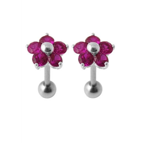 925 Sterling Silver Jewelled Daisy Ear Stud - Monster Piercing