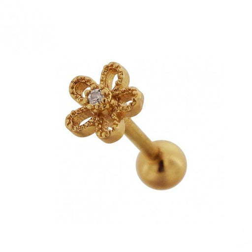 316L Surgical Steel Jewelled Flower Ear Stud - Monster Piercing
