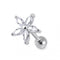 316L Surgical Steel Flower Clear Gem Top Cartilage Helix Tragus Piercing Ear Stud