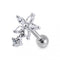 316L Surgical Steel Flower Clear Gem Top Dangling Cartilage Helix Tragus Piercing