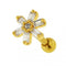 316L Surgical Steel Square Crystal Flower Ear Stud