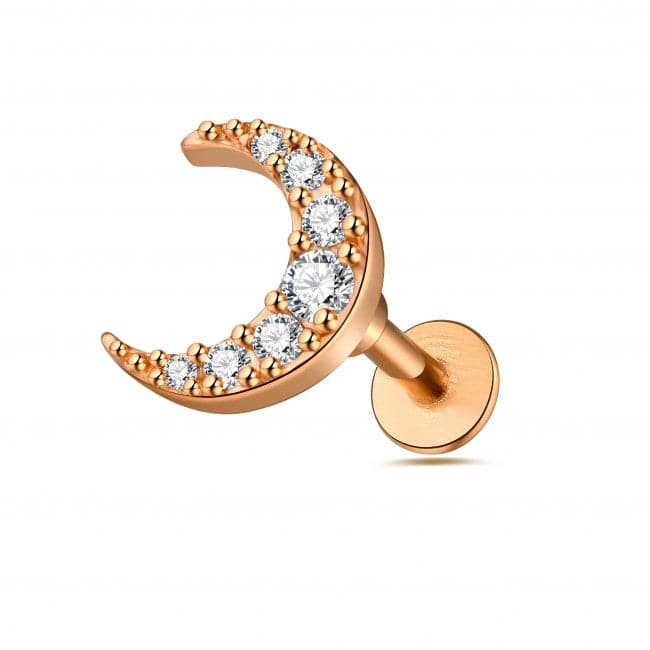 Small Moon Stud Earrings - Hypoallergenic 316L Surgical Steel, Silver, Boxed Gift