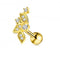 316L Surgical Steel Micro Jewelled Floral Ball Back Labret Cartilage Helix Tragus Piercing Ear Stud