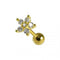316L Surgical Steel Jewelled Pentas Flower Cartilage Ear Stud